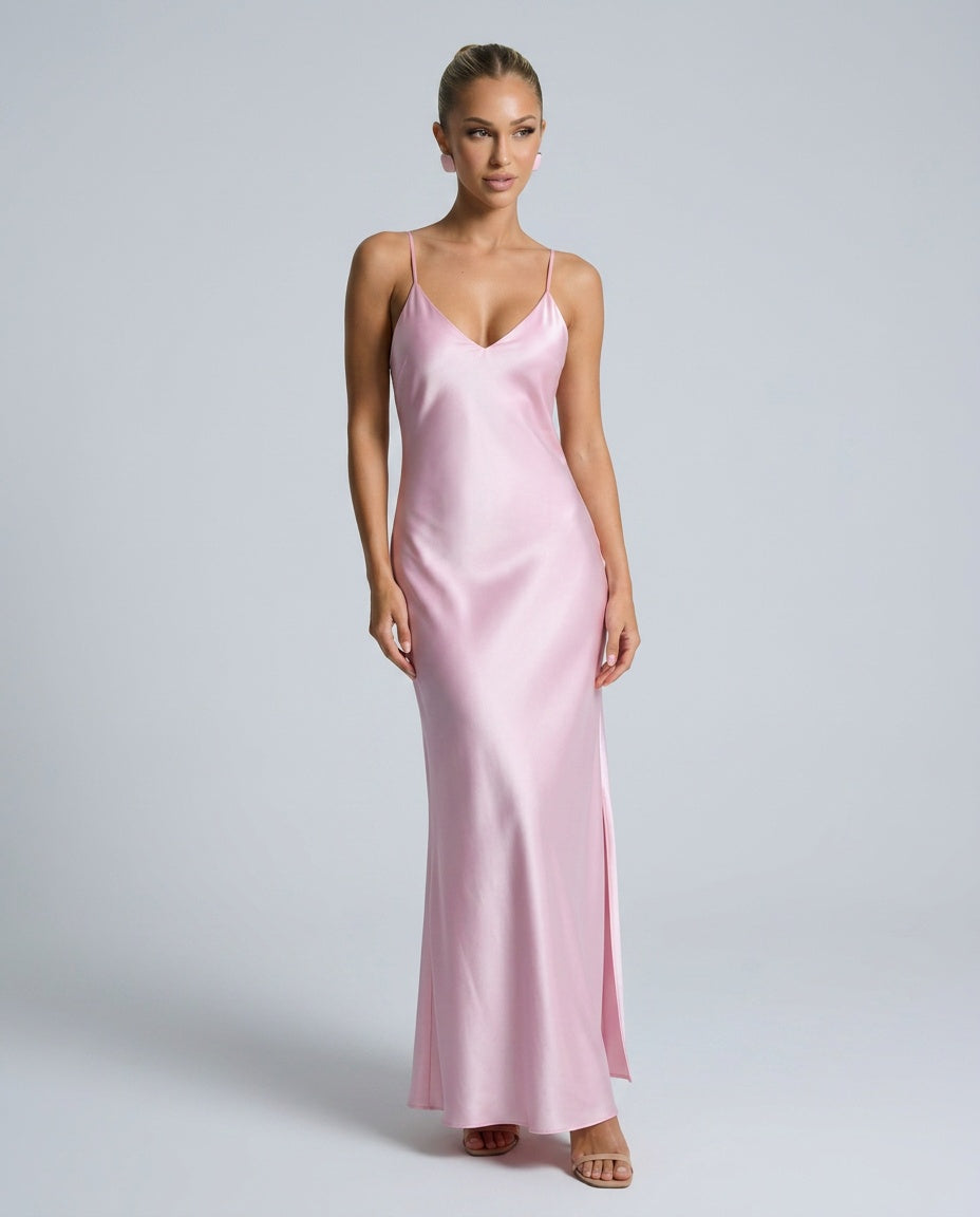 Satin-Look Finish Dress With Cowl Neckline Evening
