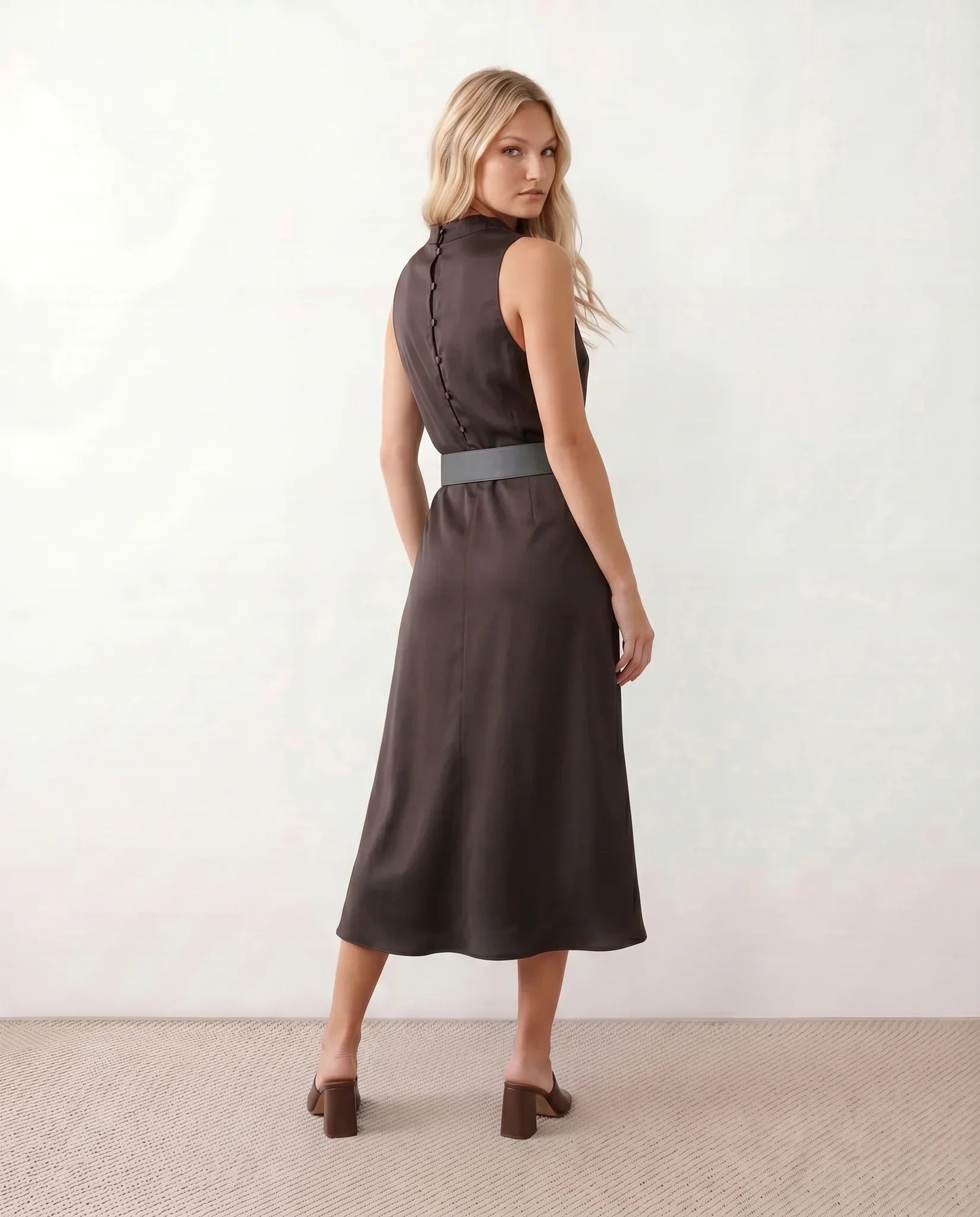 Women's Satin-Look Finish Sleeveless Blazer Evening