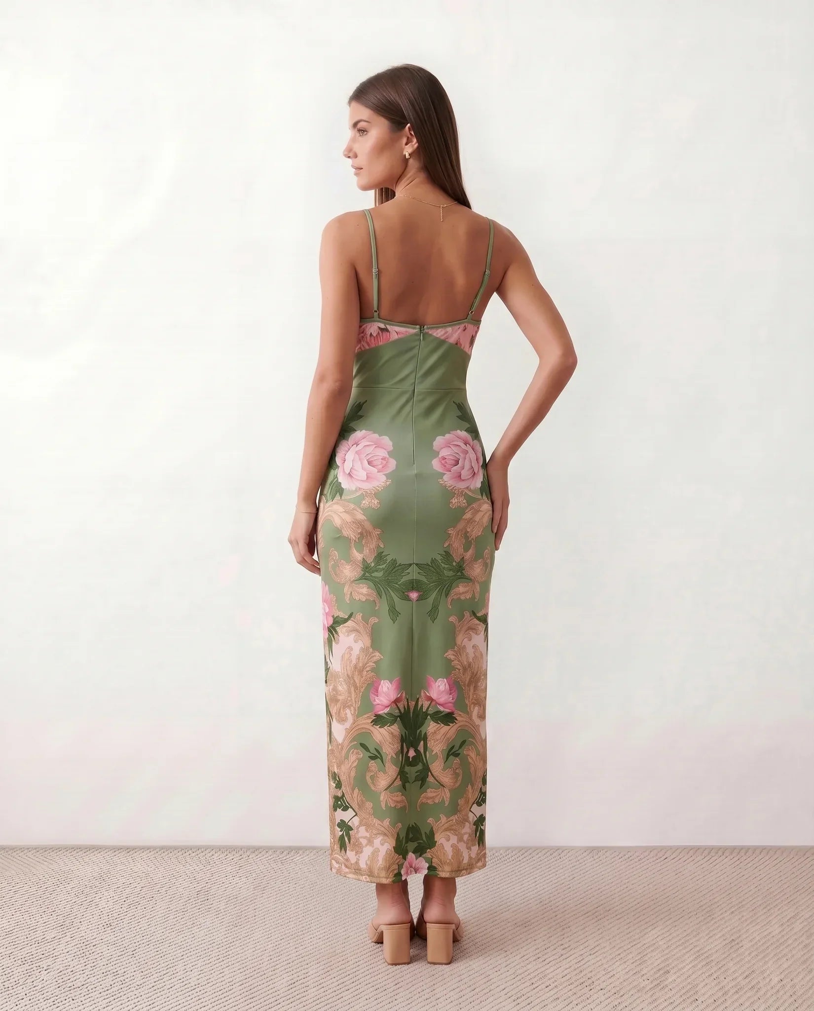 Women's Satin-Look Sleeveless Slip Dress Evening