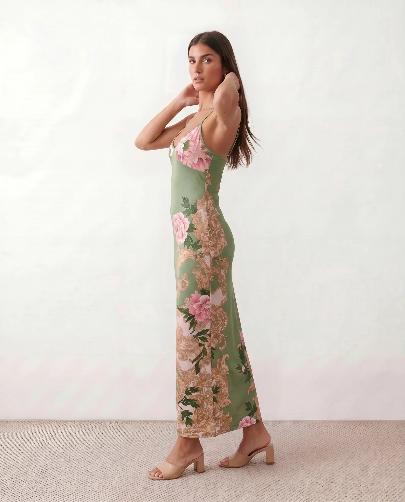 Women's Satin-Look Sleeveless Slip Dress Evening