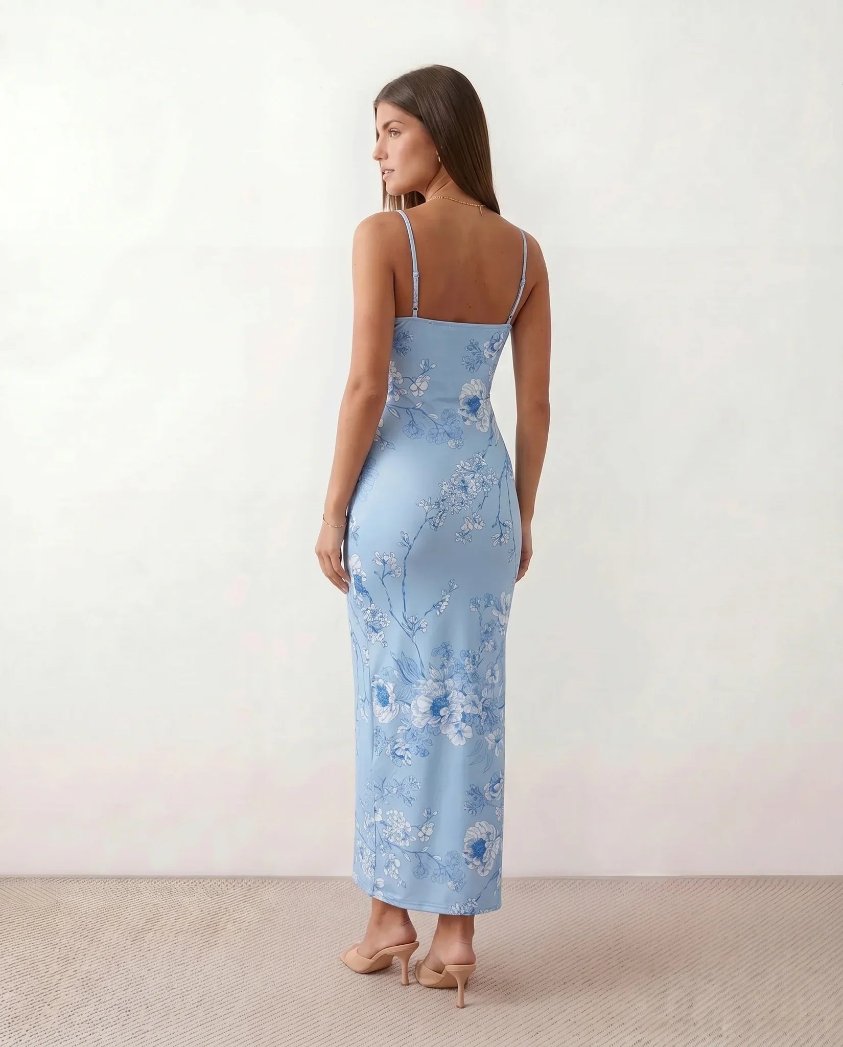 Women's Satin-Look Sleeveless Slip Dress Evening