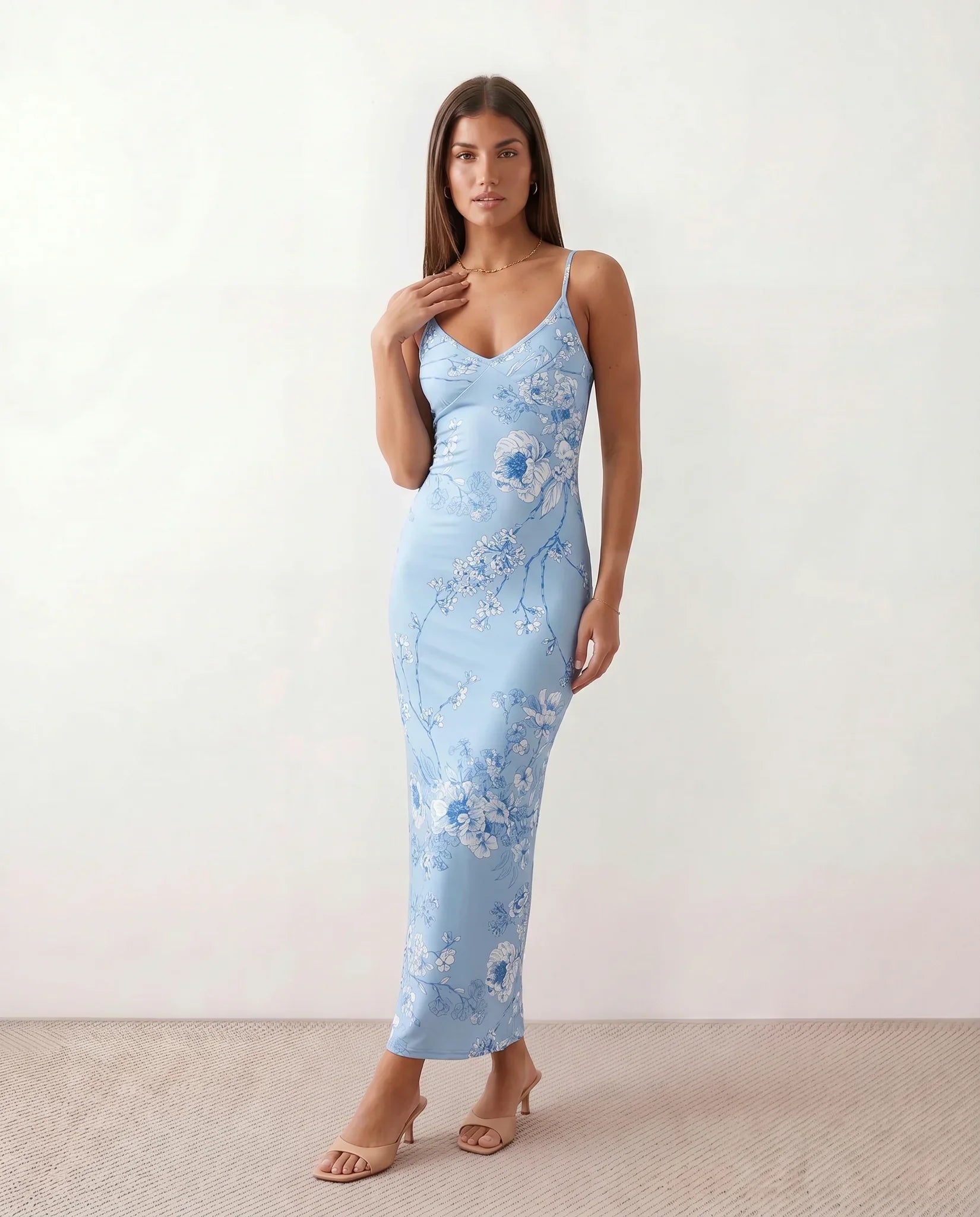 Women's Satin-Look Sleeveless Slip Dress Evening