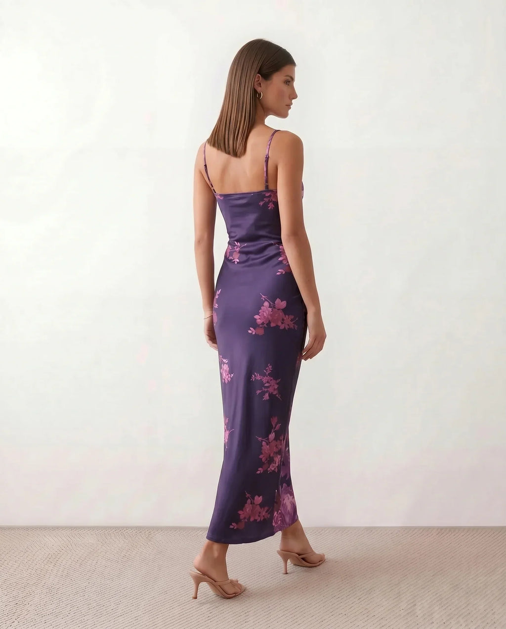 Women's Satin-Look Sleeveless Slip Dress Evening