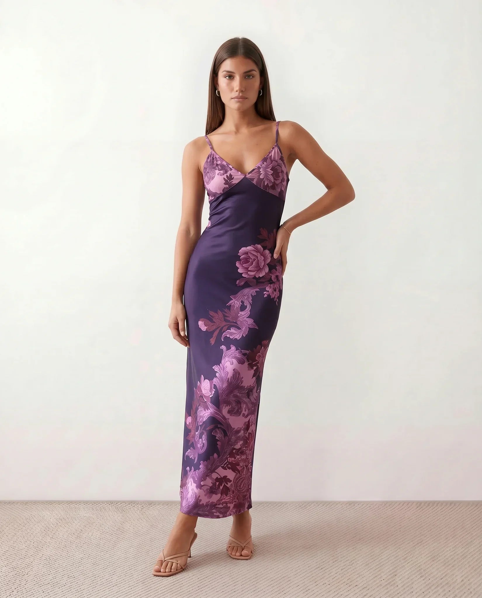 Women's Satin-Look Sleeveless Slip Dress Evening