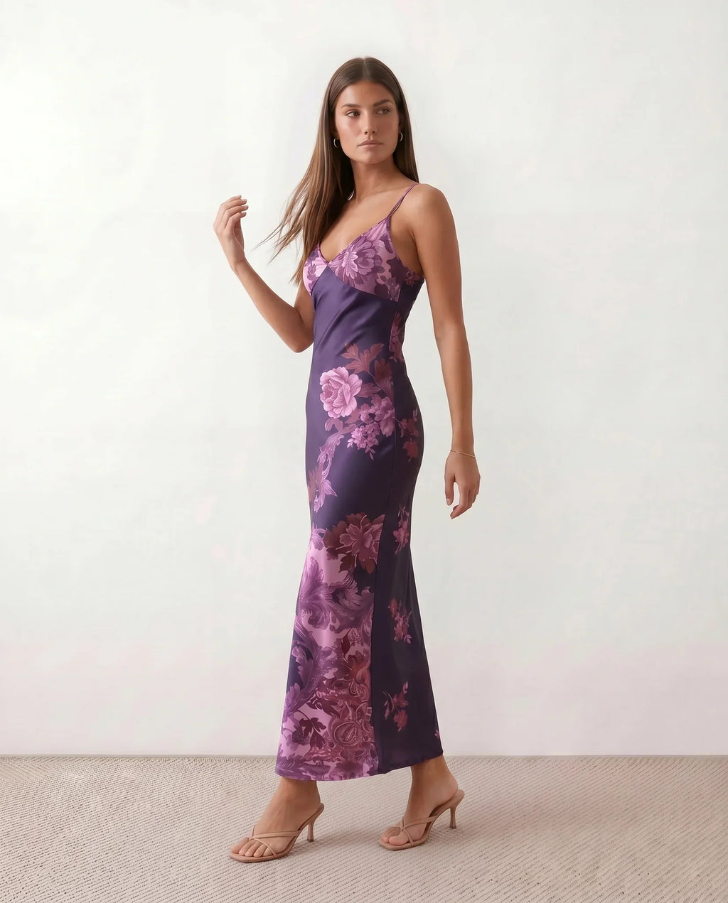 Women's Satin-Look Sleeveless Slip Dress Evening