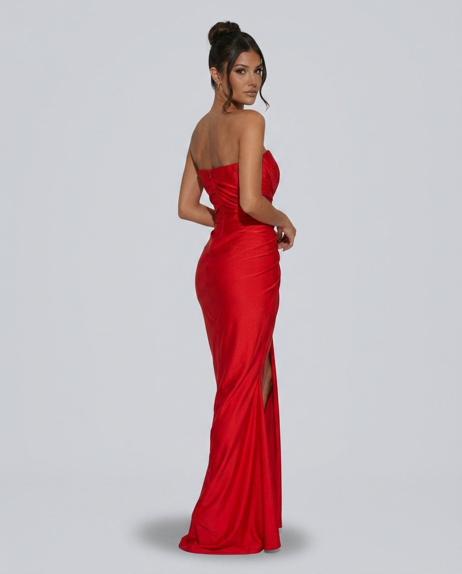 Satin-Look Finish Wrap With Strapless Neck Evening