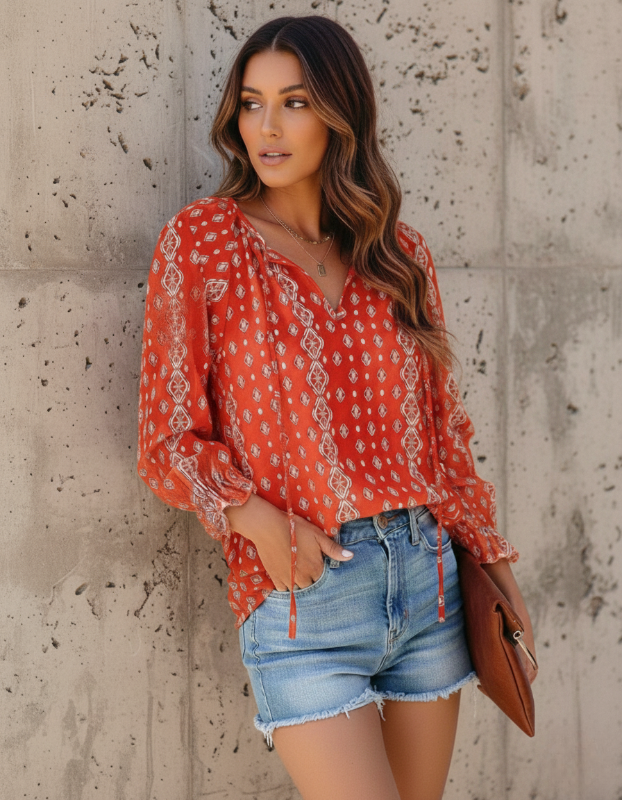 Floral Shirt With V-Neck Occasion Wear Special Occasion