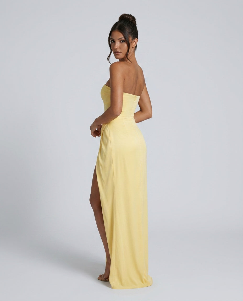 Elegant Satin-Look Sleeveless Dress Open Back Evening