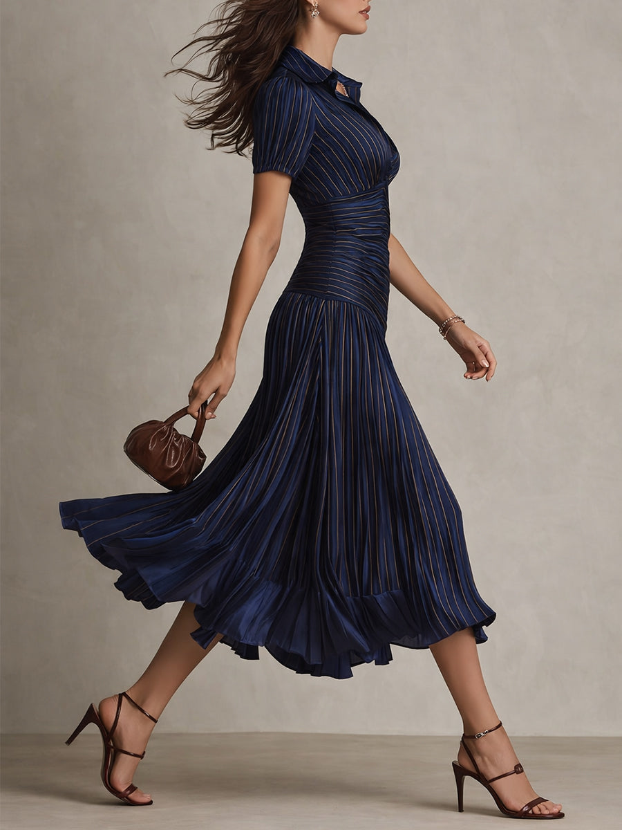 Elegant Satin-Look Short Sleeve Dress Evening