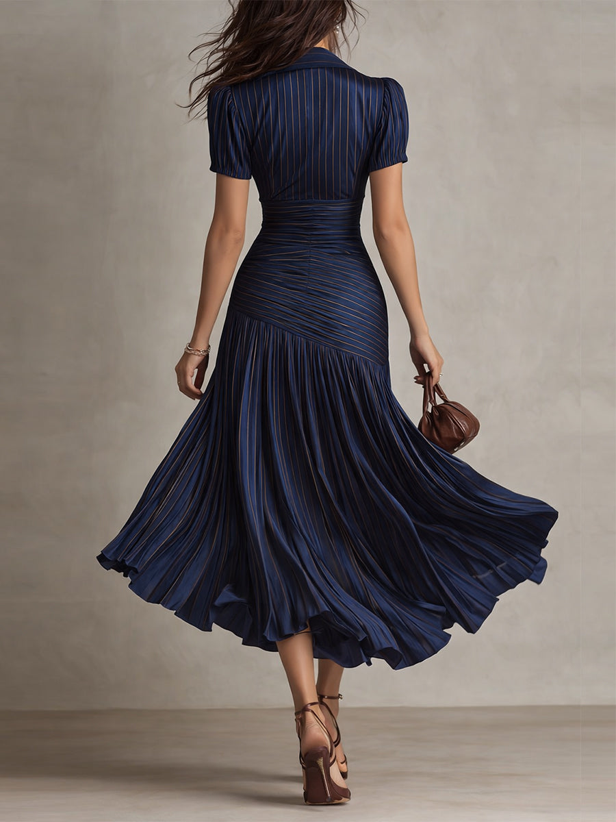 Elegant Satin-Look Short Sleeve Dress Evening