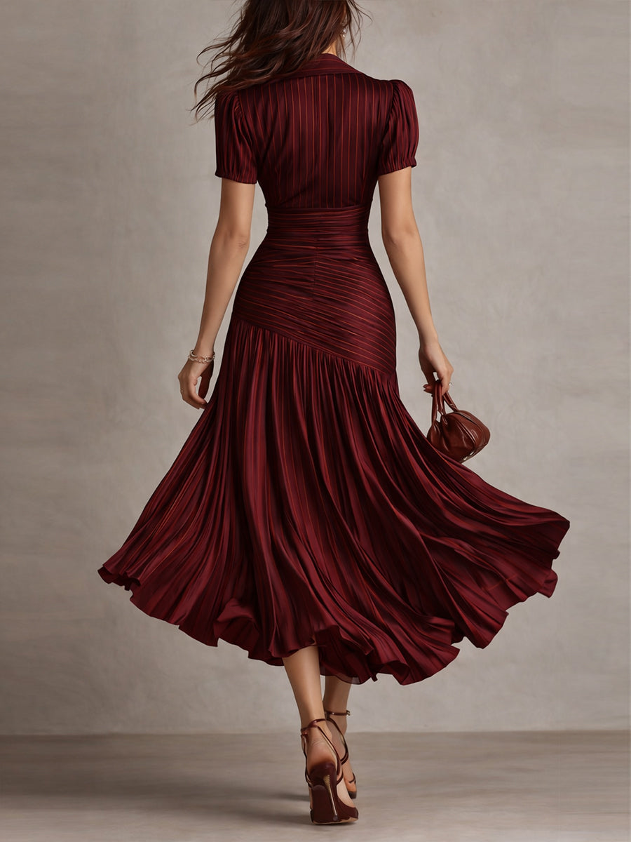 Elegant Satin-Look Short Sleeve Dress Evening