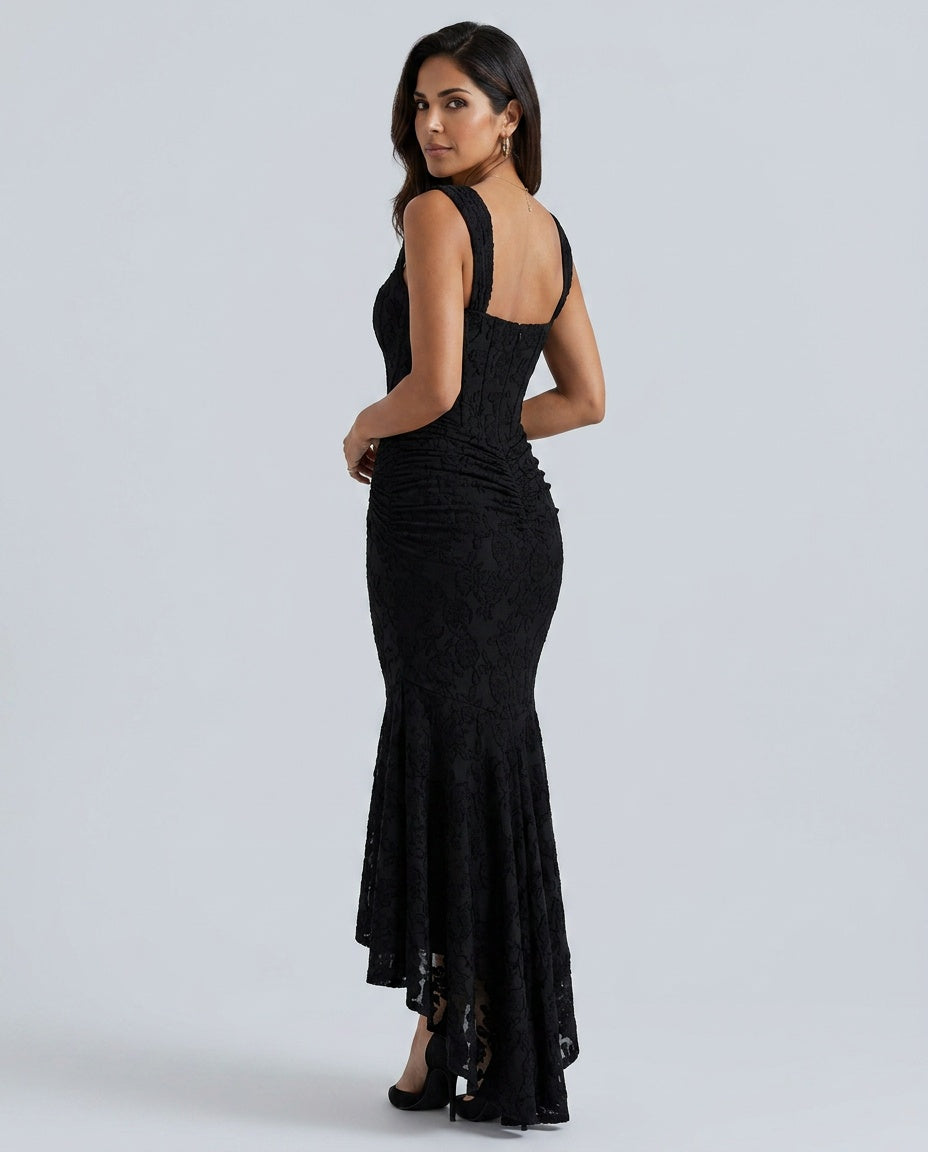 Lace Finish Sleeveless Blazer Corset-Style Evening