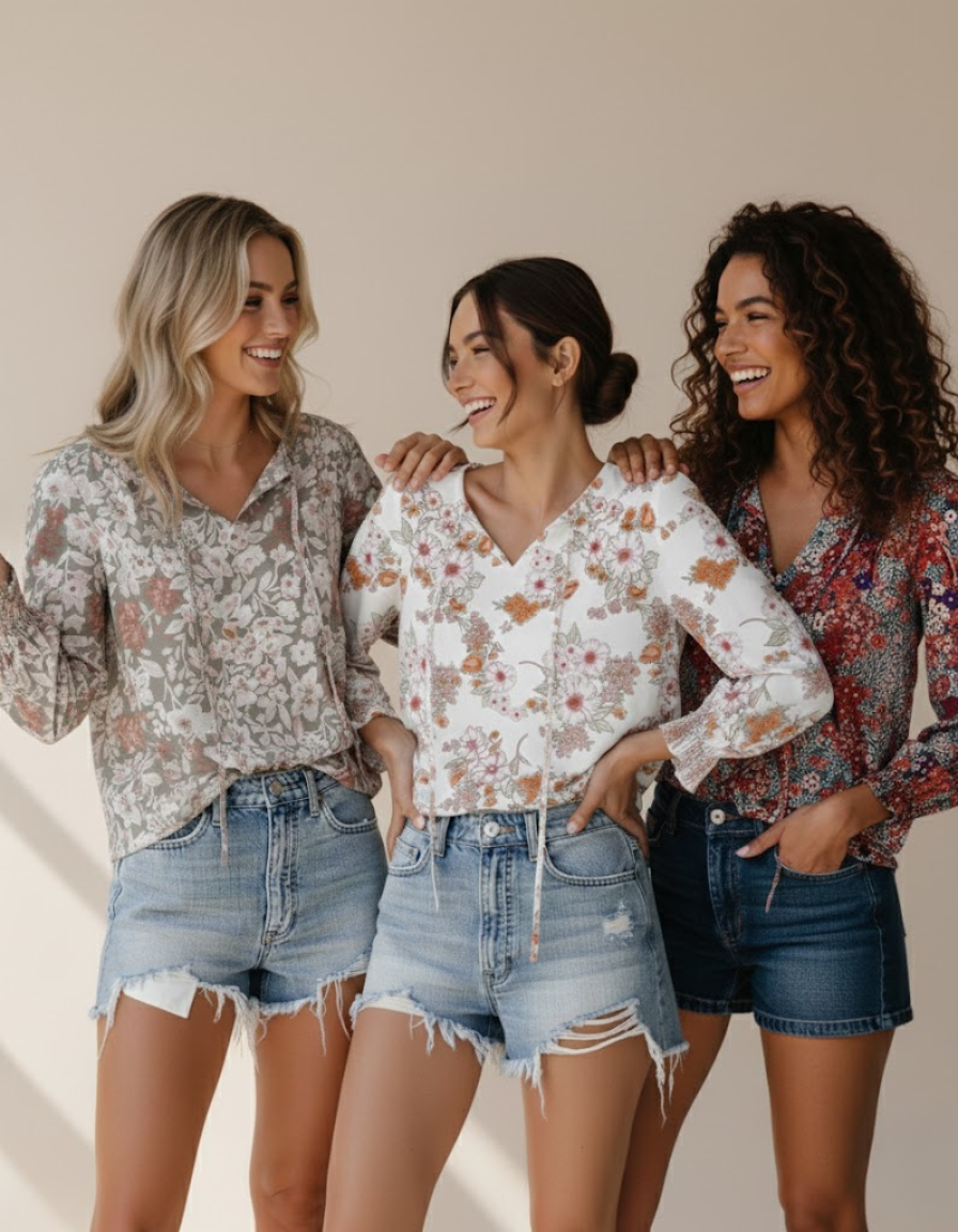 Floral Shirt With V-Neck Occasion Wear Special Occasion