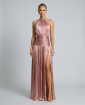 Satin-Look Dress With Halter Neckline Evening