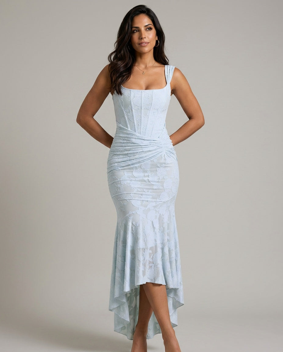 Lace Finish Sleeveless Blazer Corset-Style Evening
