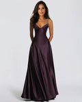 Satin-Look Finish Slip Dress With V-Neck Evening