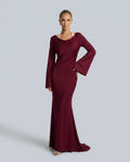 Draped Long Sleeve Dress Evening Evening Weekend