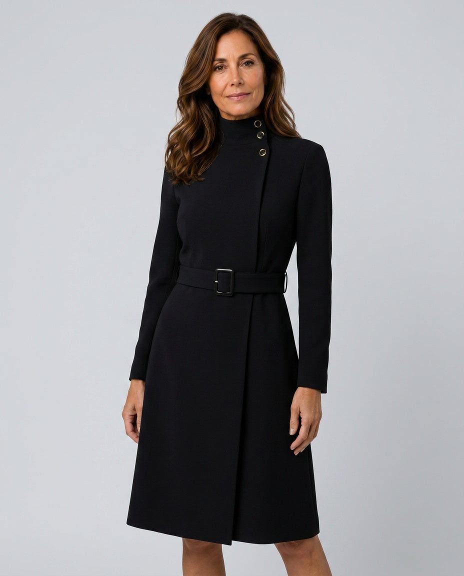 Women's Check Finish Long Sleeve Blazer Belted