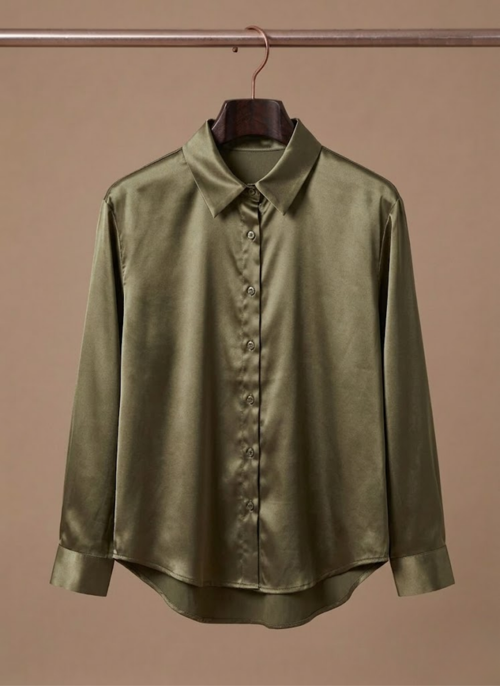 Elegant Satin-Look Shirt With Collared Neckline