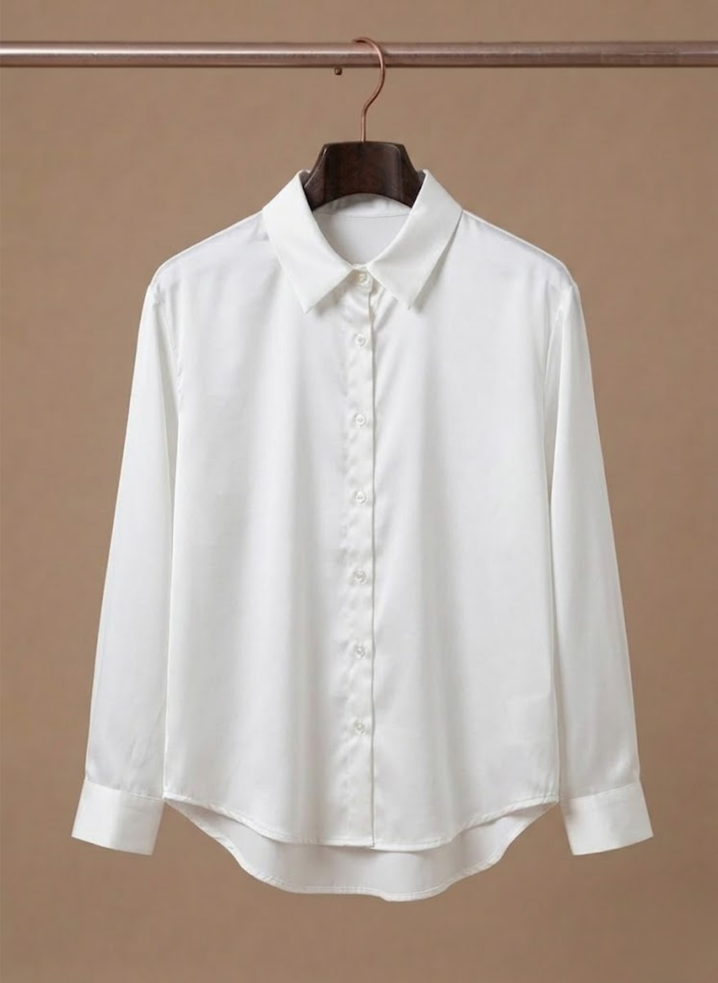 Elegant Satin-Look Shirt With Collared Neckline