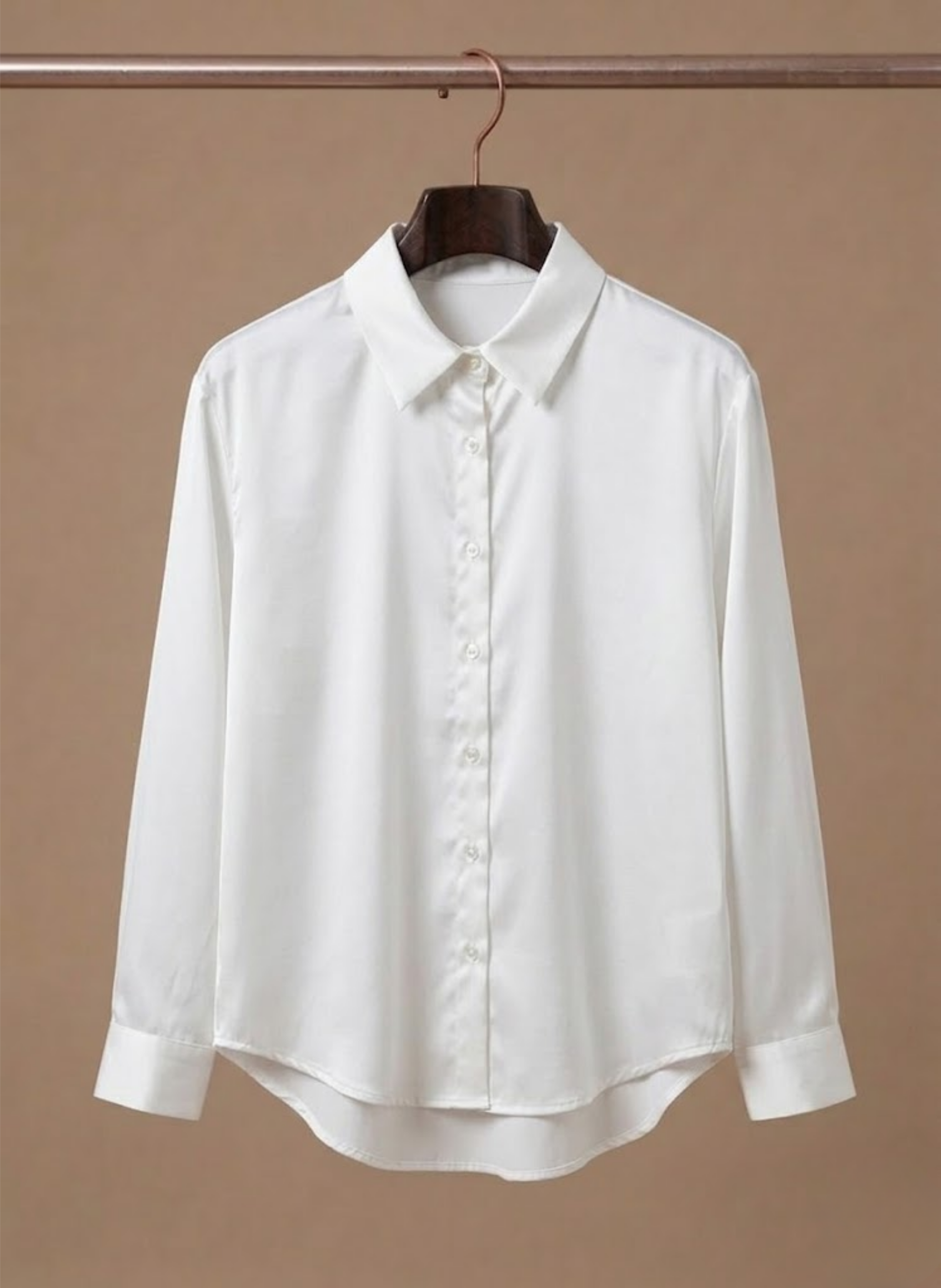 Elegant Satin-Look Shirt With Collared Neckline