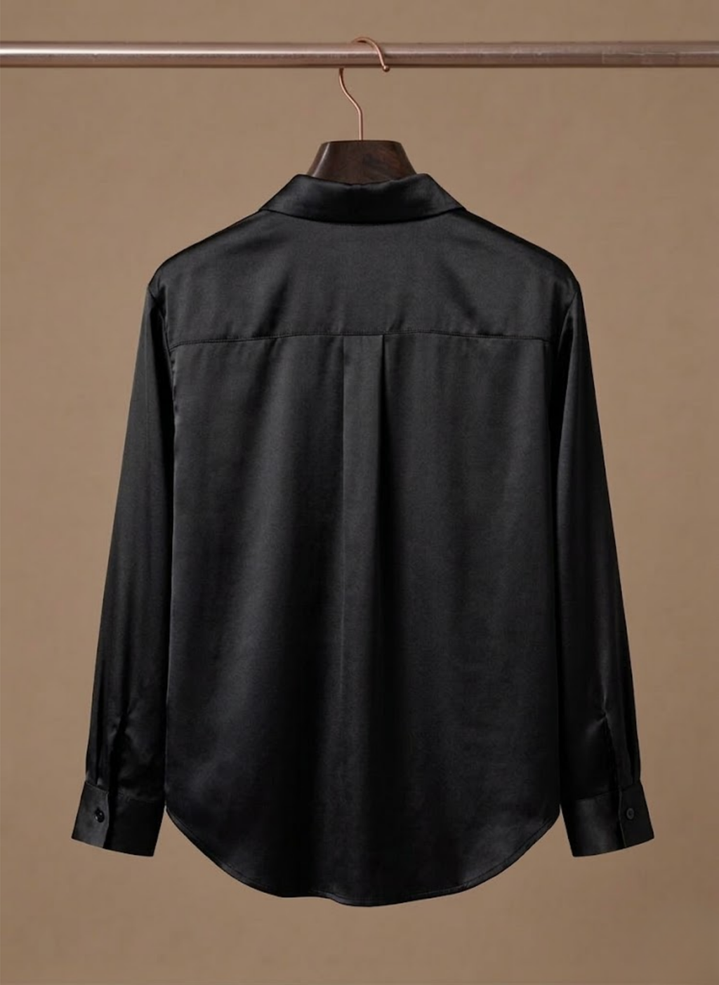 Elegant Satin-Look Shirt With Collared Neckline