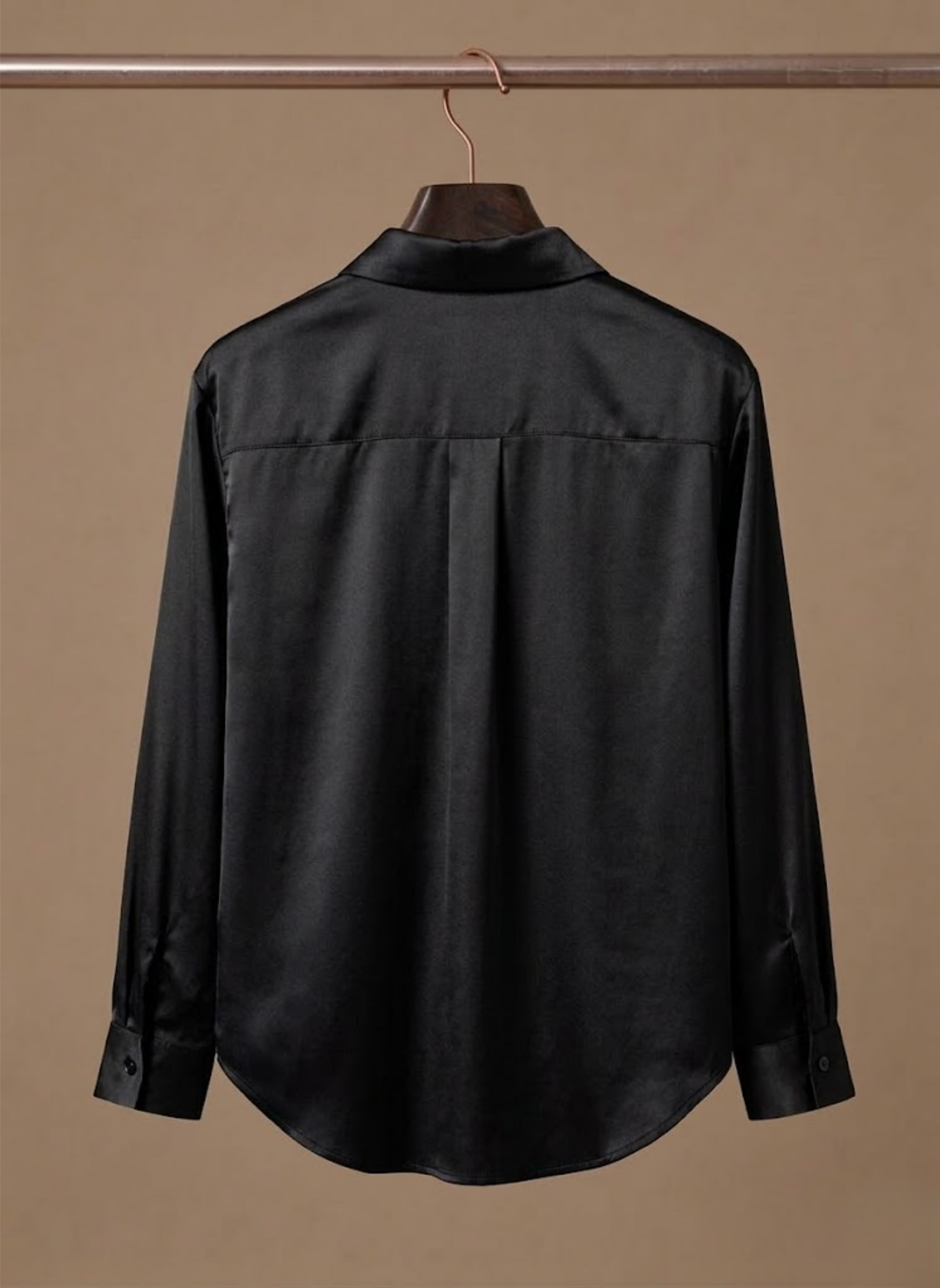 Elegant Satin-Look Shirt With Collared Neckline