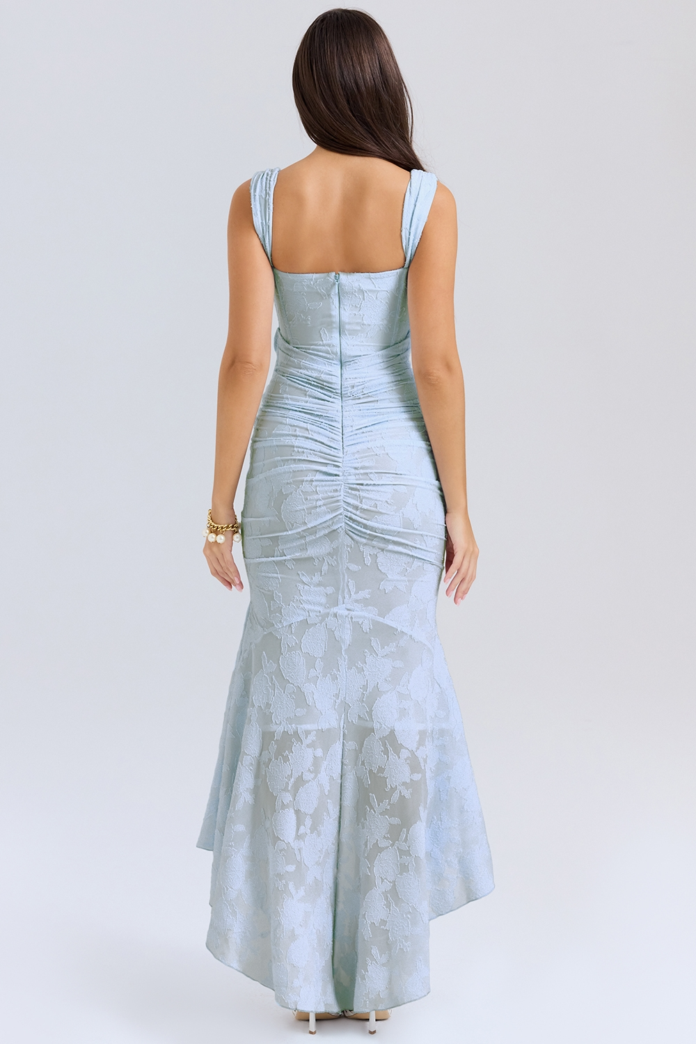 Lace Finish Sleeveless Blazer Corset-Style Evening