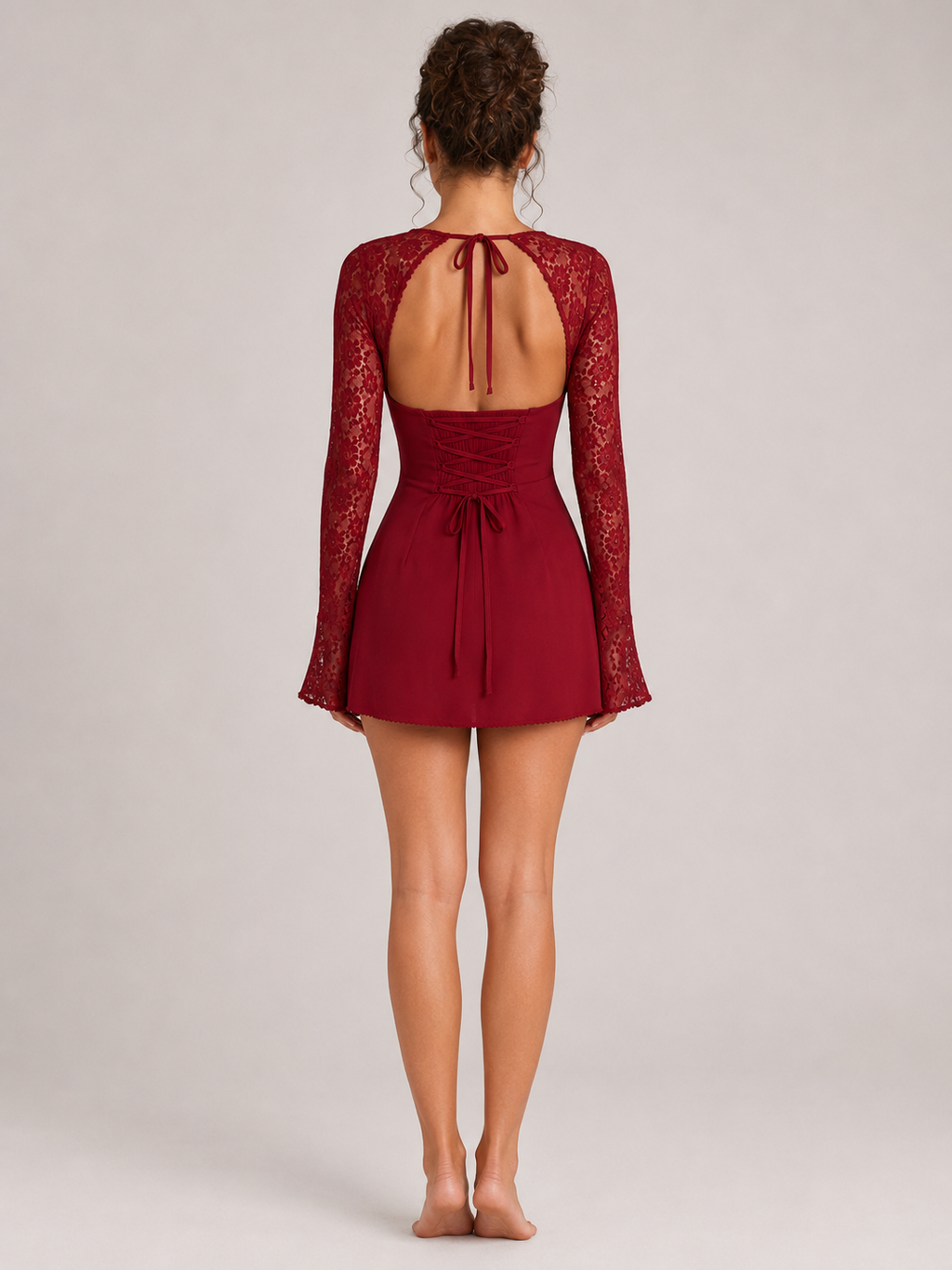 Silky Lace Dress With Sweetheart Neckline Corset-Style Evening