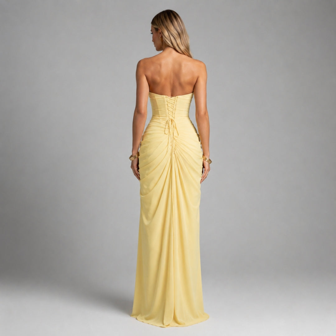 Elegant Satin-Look Sleeveless Dress Open Back Evening