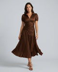 Elegant Satin-Look Short Sleeve Dress Evening