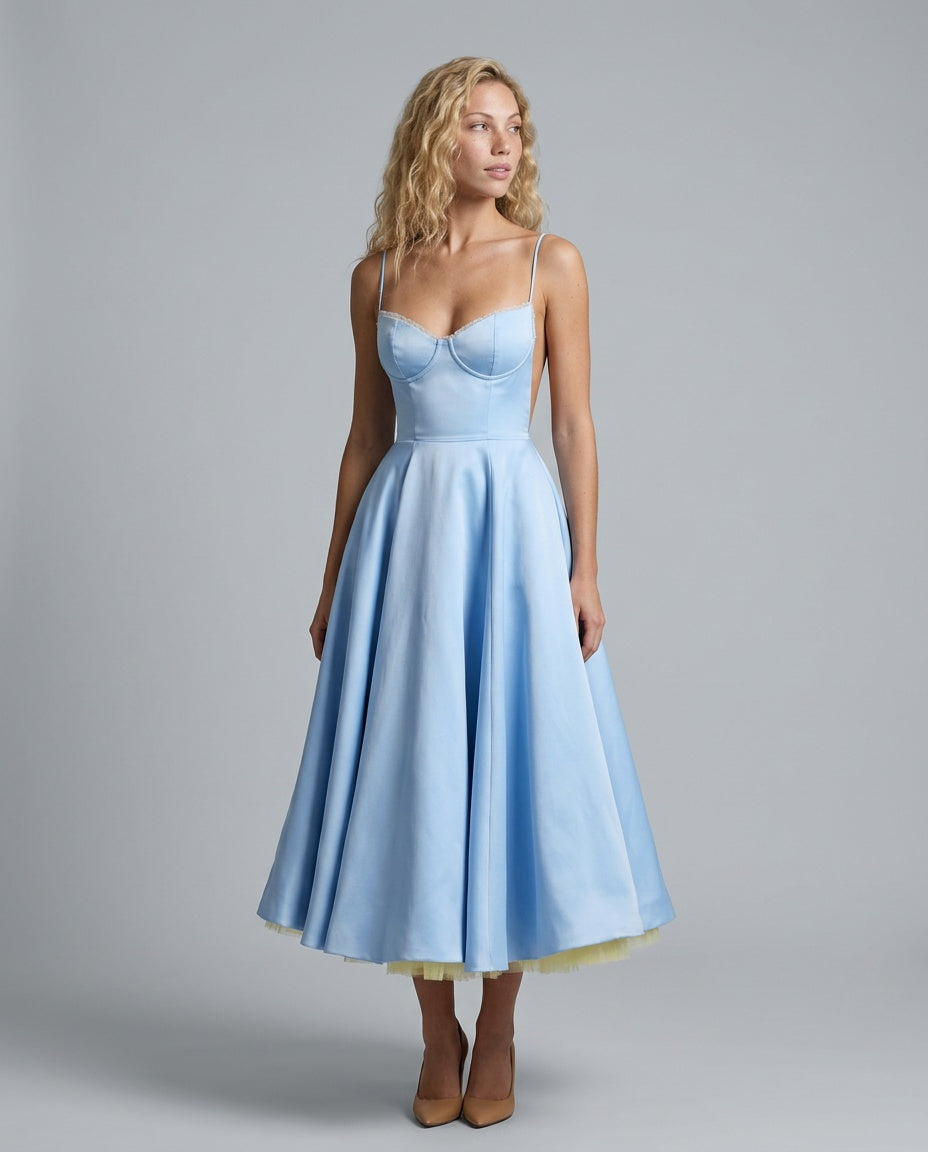Satin-Look Finish A-Line With Sweetheart Neckline Evening