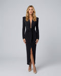 Elegant Draped Long Sleeve Blazer Belted Formal