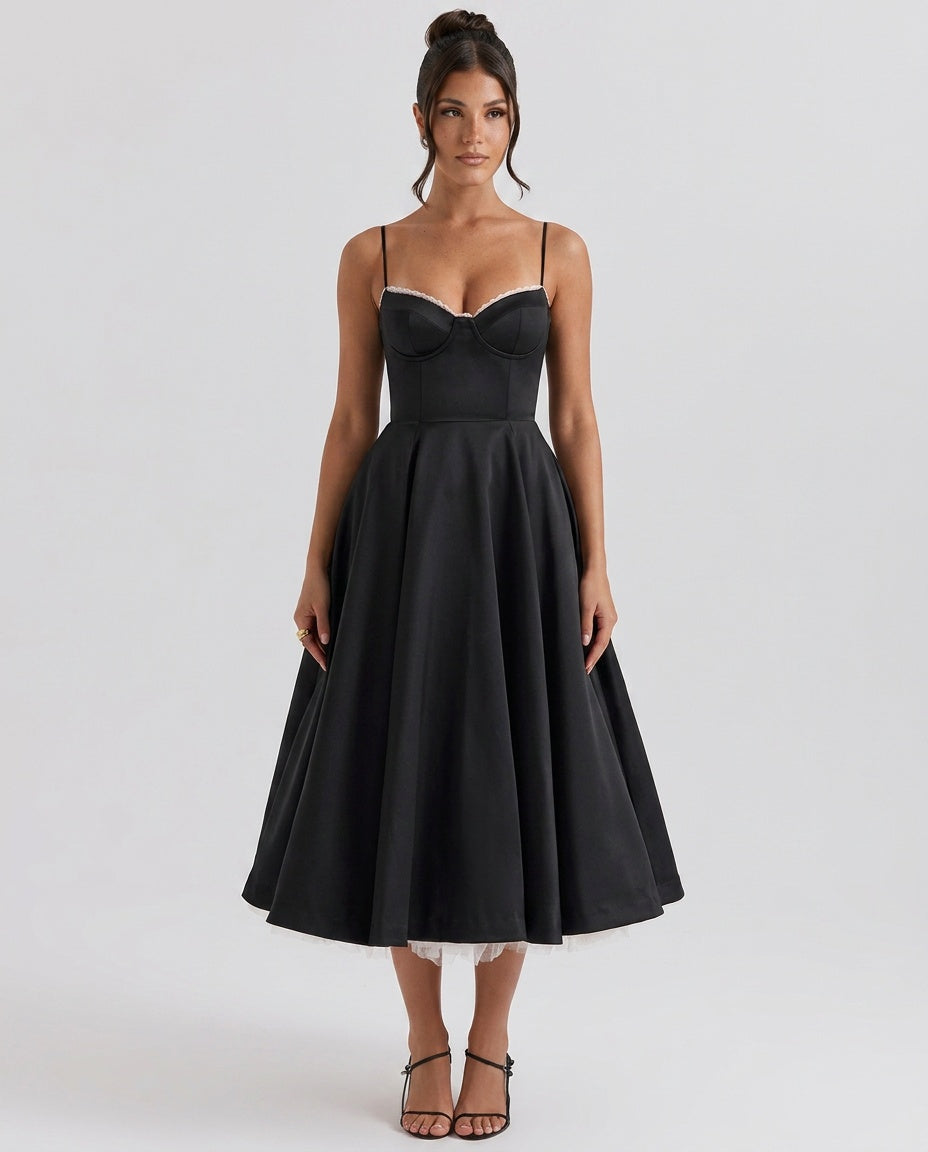 Satin-Look Finish A-Line With Sweetheart Neckline Evening