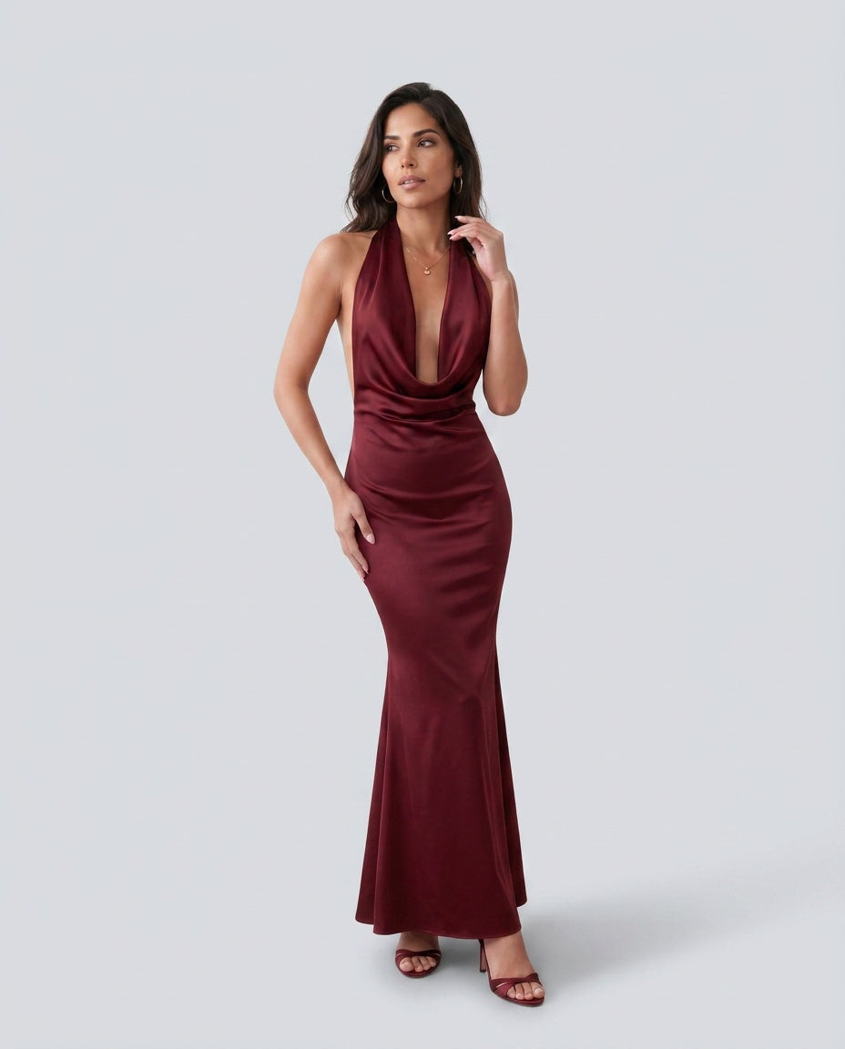 Satin-Look Slip With Cowl Neckline Evening Weekend