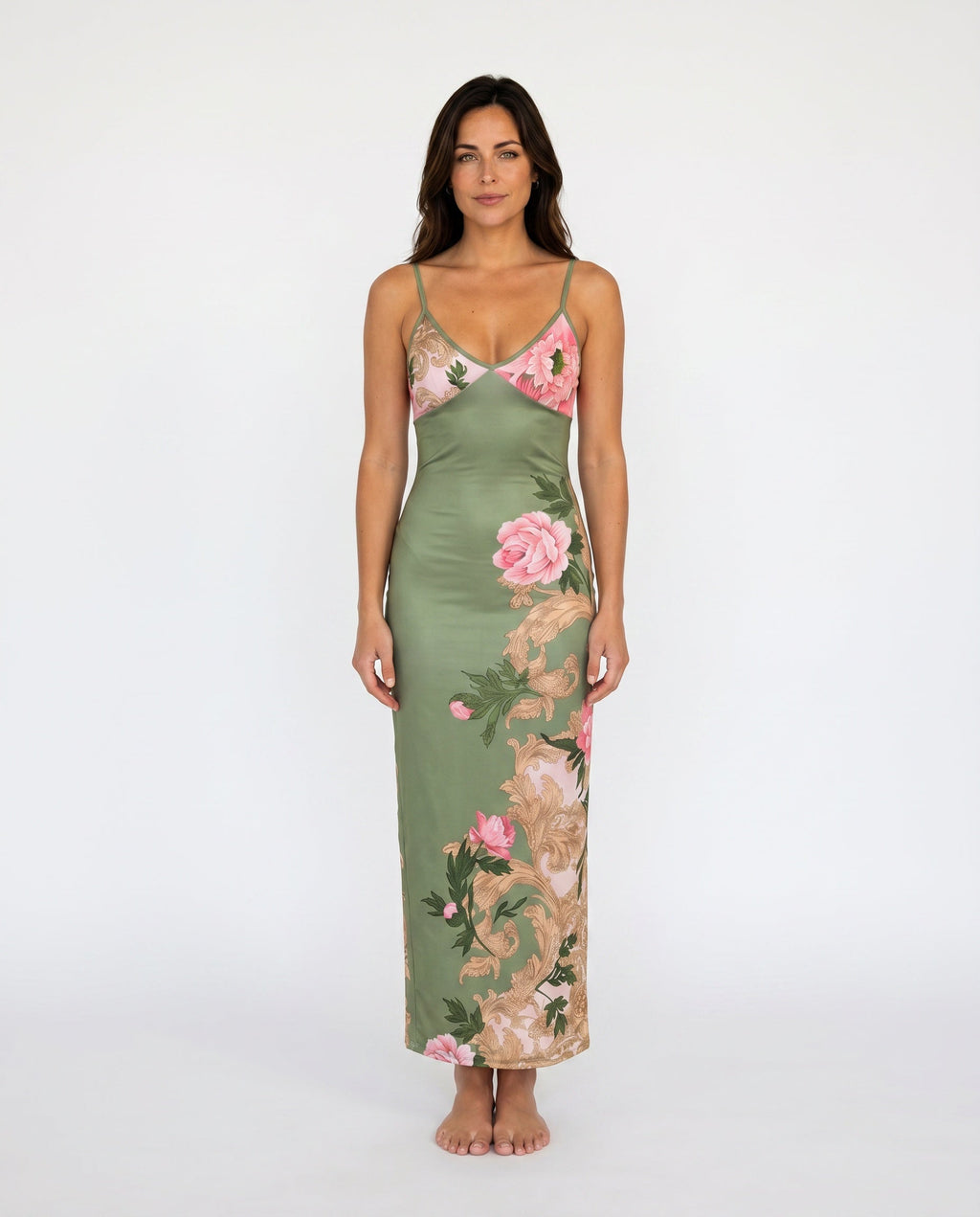 Women's Satin-Look Sleeveless Slip Dress Evening