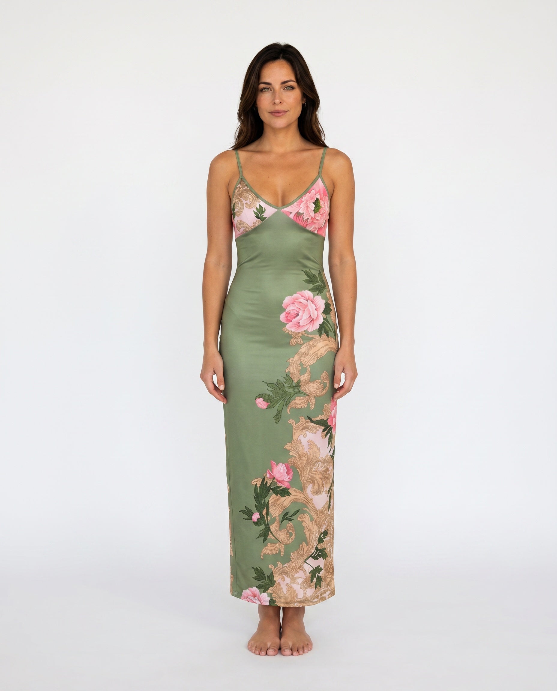 Women's Satin-Look Sleeveless Slip Dress Evening