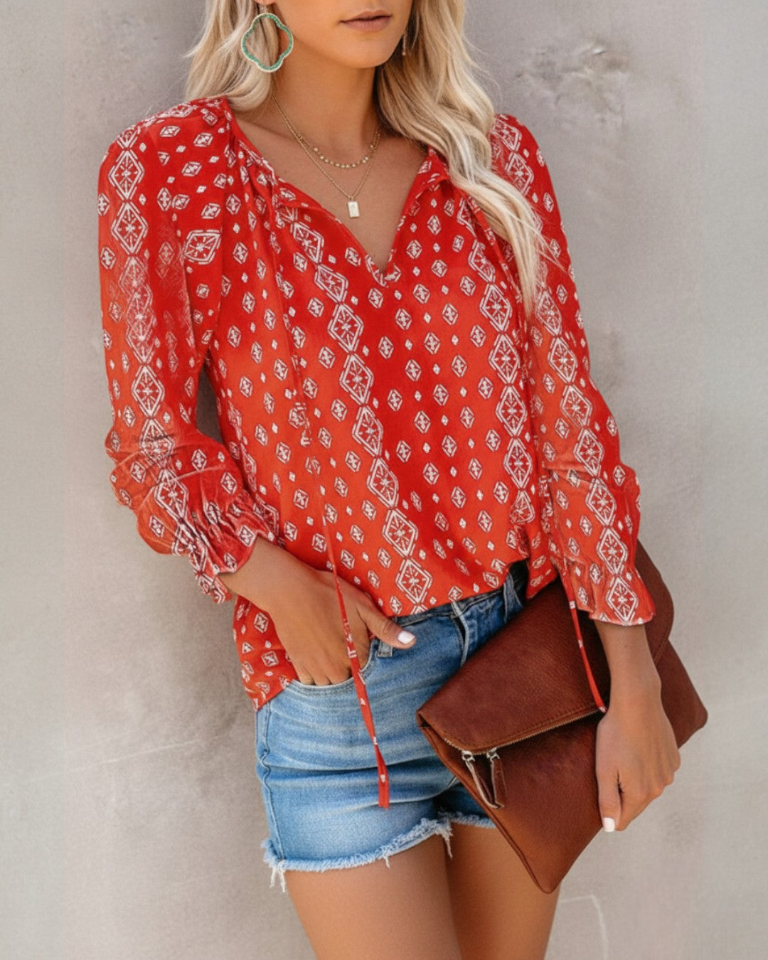 Floral Shirt With V-Neck Occasion Wear Special Occasion
