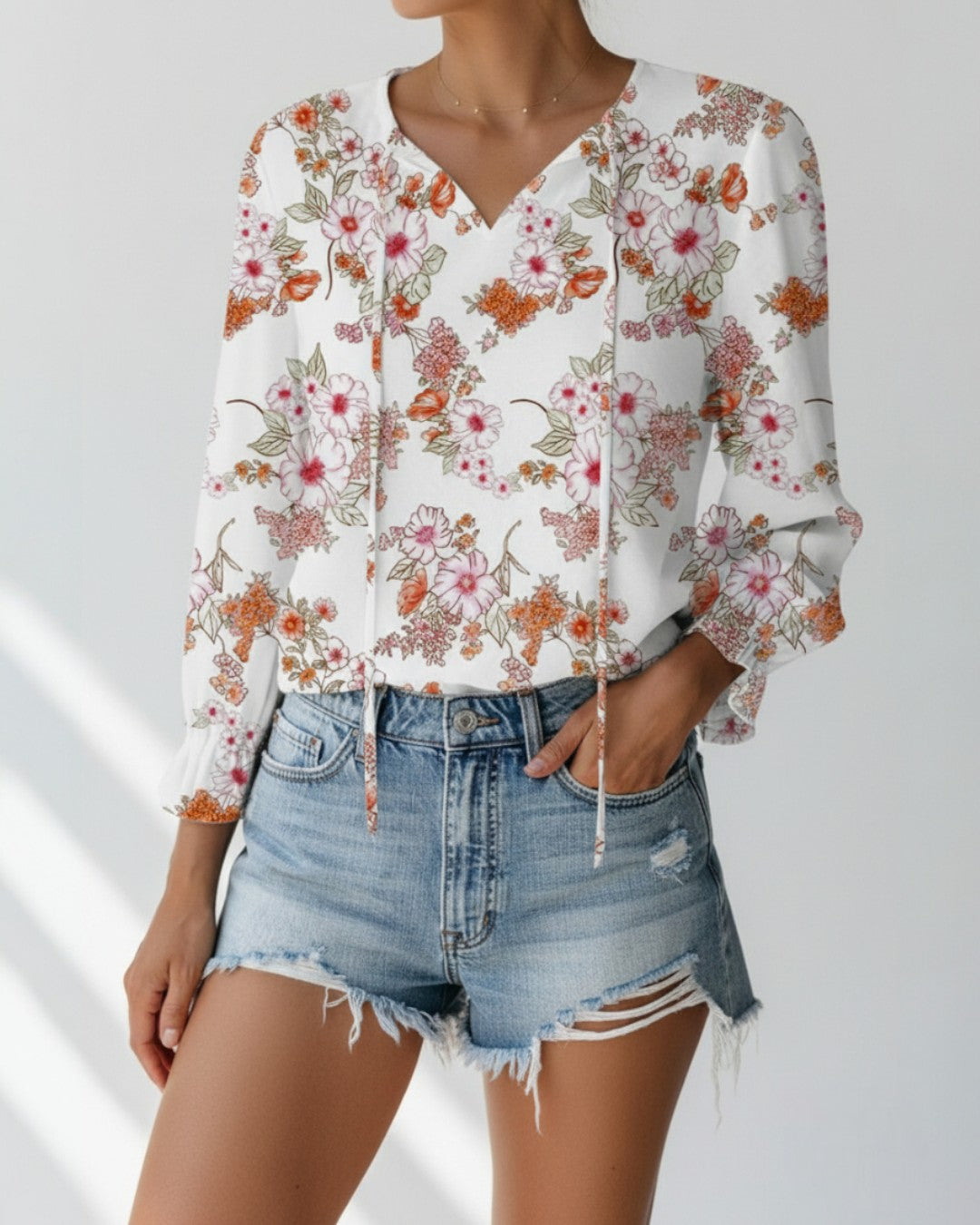 Floral Shirt With V-Neck Occasion Wear Special Occasion