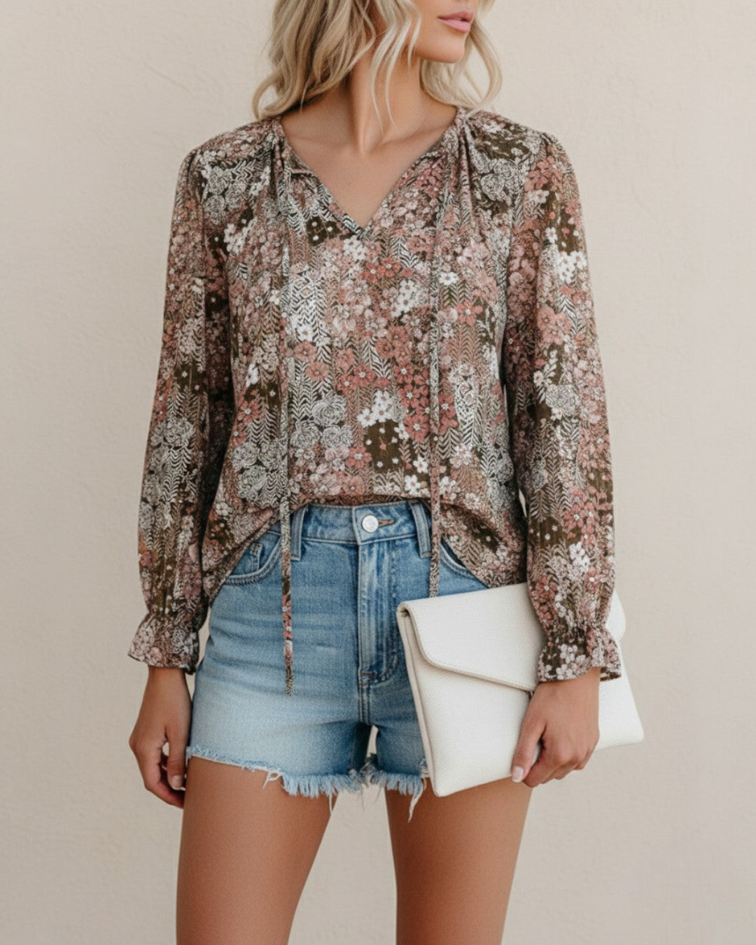Floral Shirt With V-Neck Occasion Wear Special Occasion