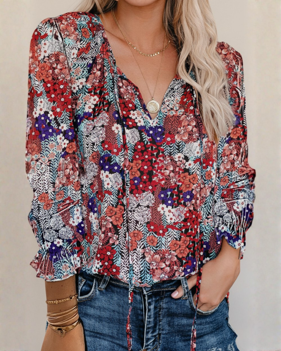 Floral Shirt With V-Neck Occasion Wear Special Occasion