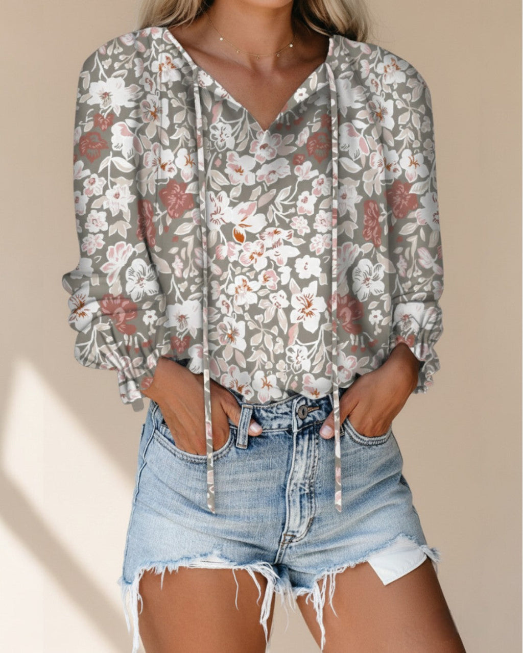 Floral Shirt With V-Neck Occasion Wear Special Occasion