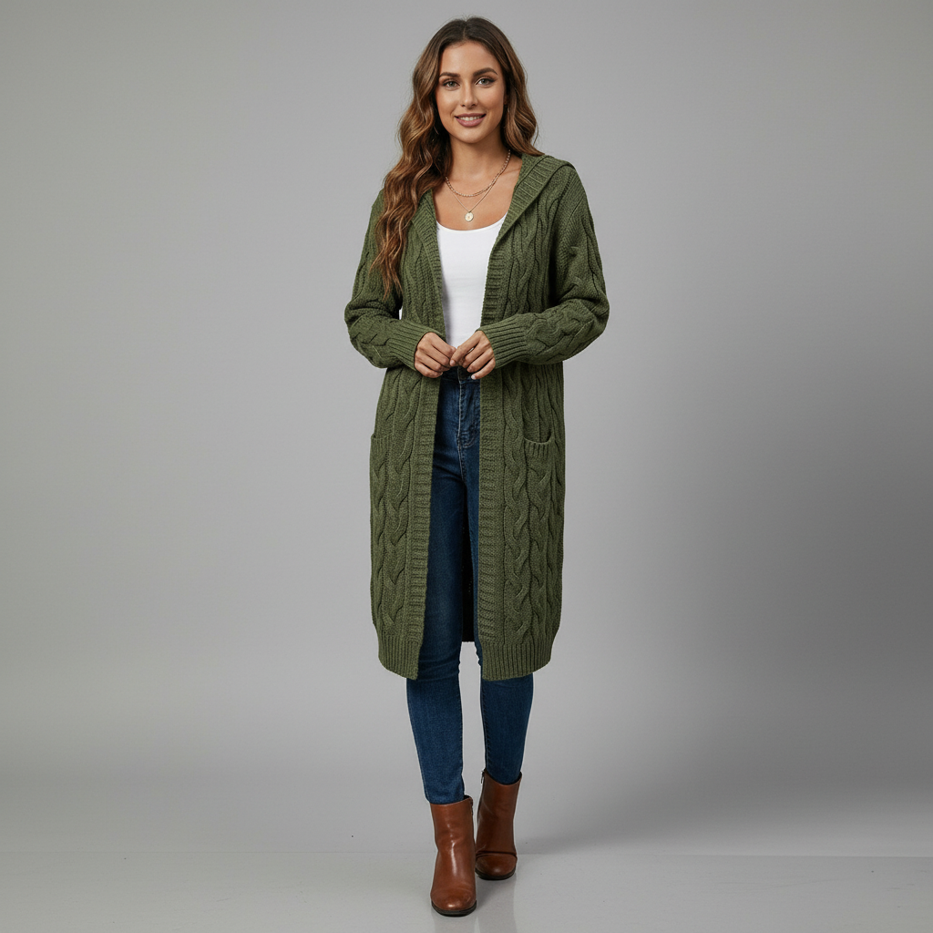Elegant Ribbed Long Sleeve Cardigan Belted Evening