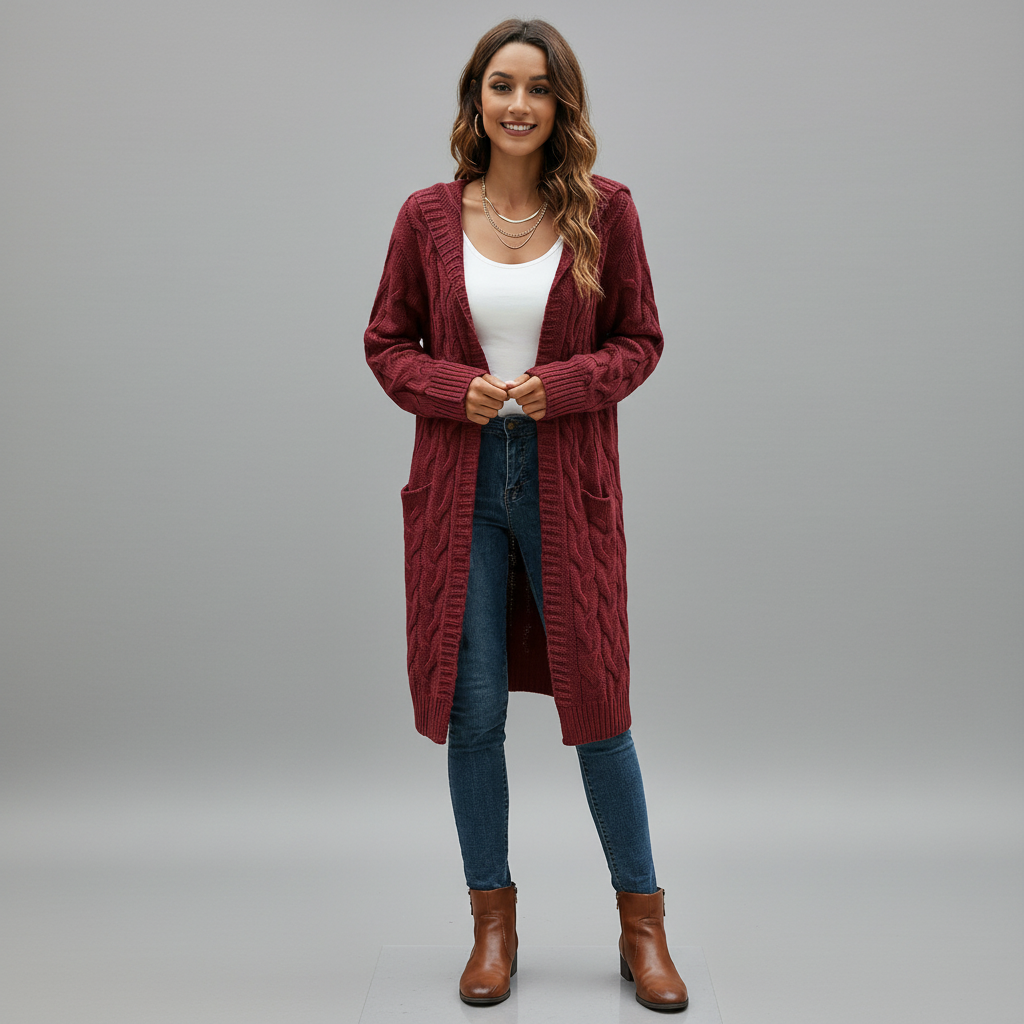 Elegant Ribbed Long Sleeve Cardigan Belted Evening