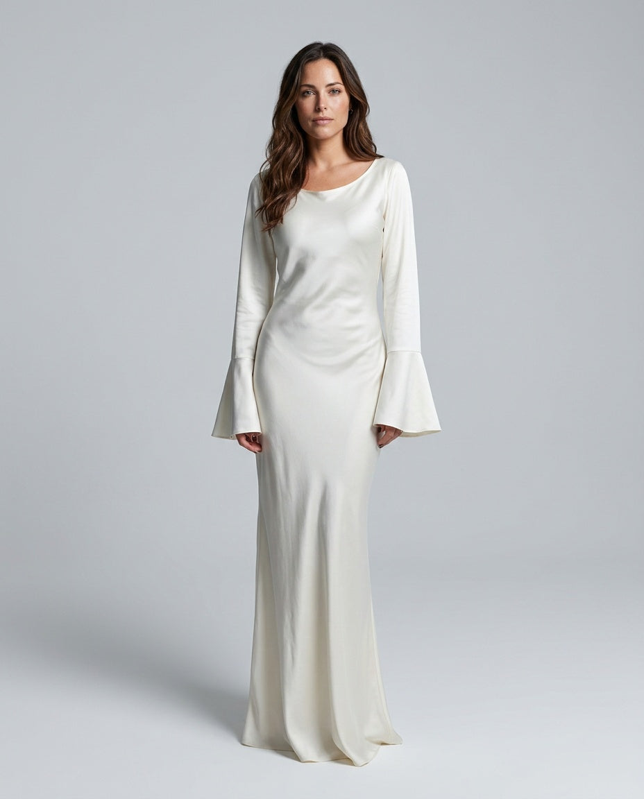 Draped Long Sleeve Dress Evening Evening Weekend