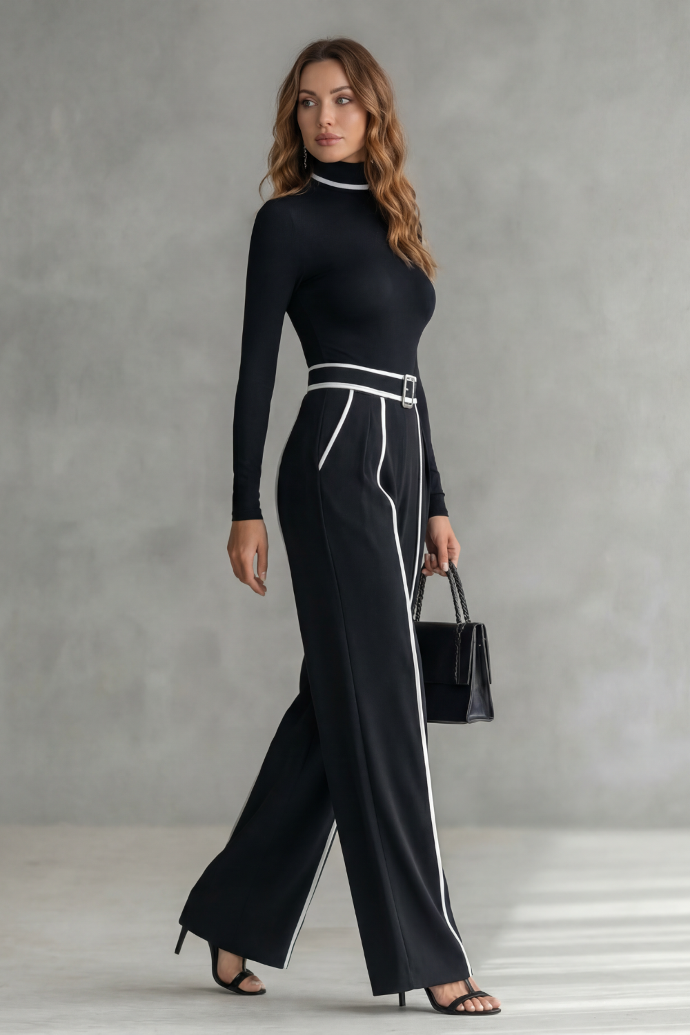 Women's Pleated Long Sleeve Blazer Belted Evening