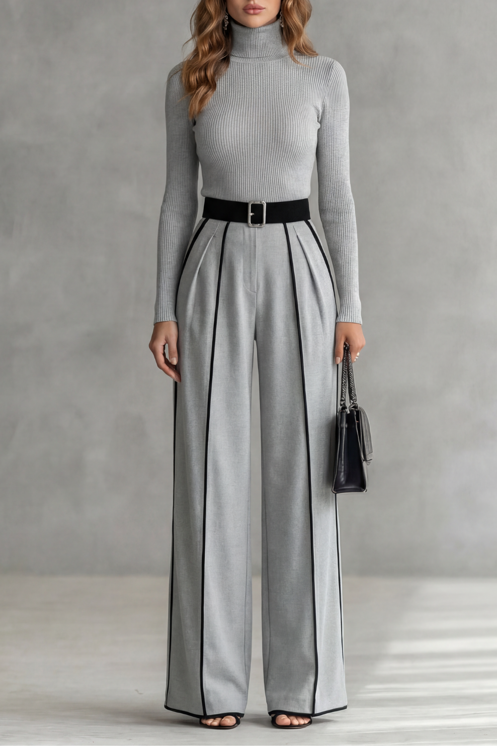 Women's Pleated Long Sleeve Blazer Belted Evening