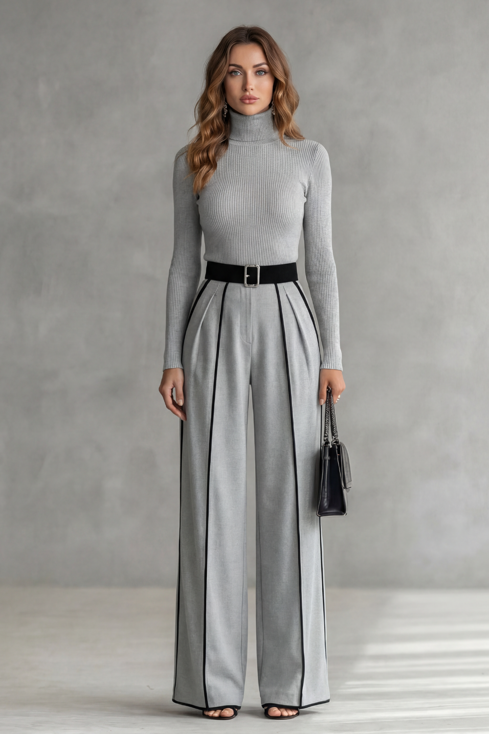 Women's Pleated Long Sleeve Blazer Belted Evening