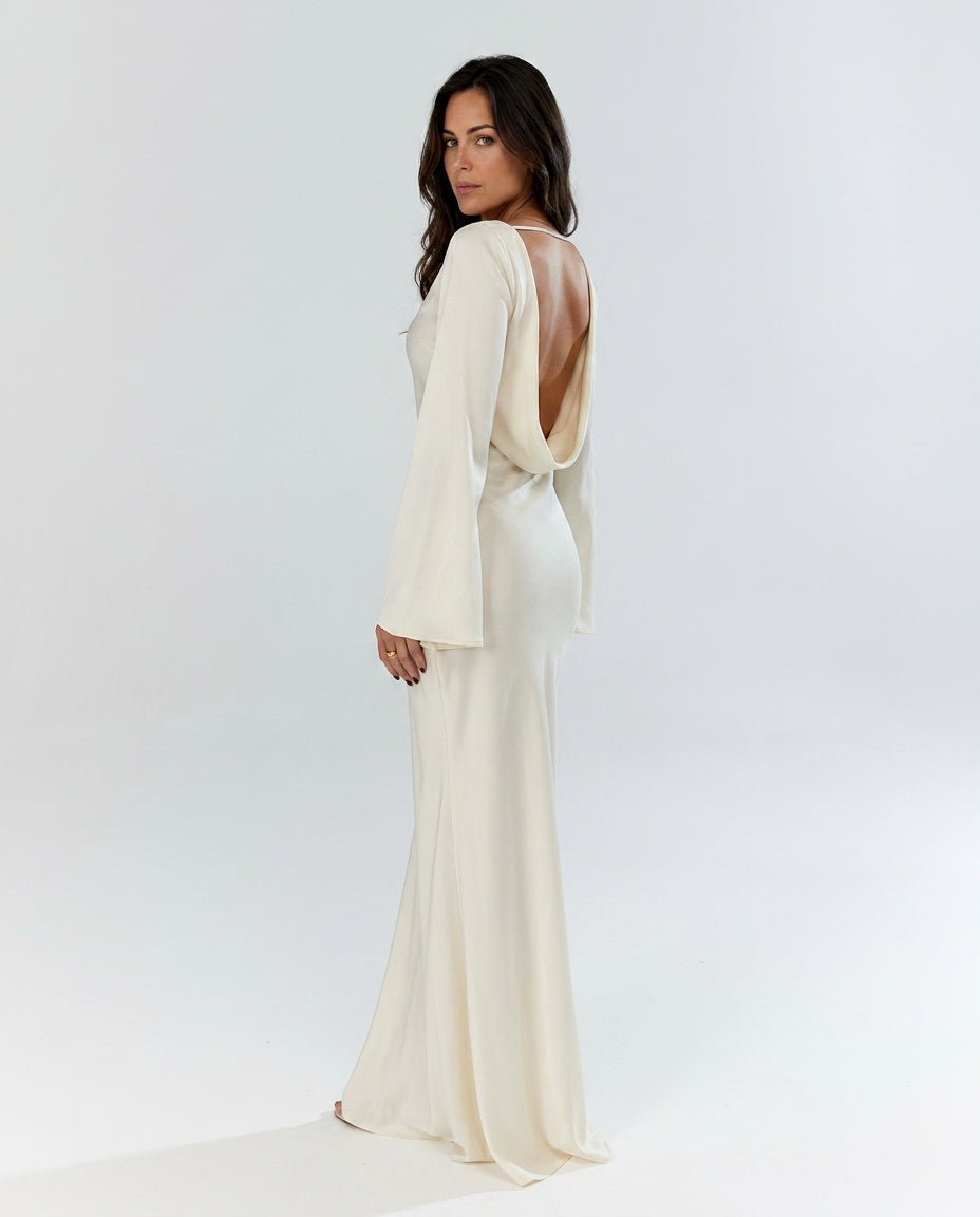 Draped Long Sleeve Dress Evening Evening Weekend