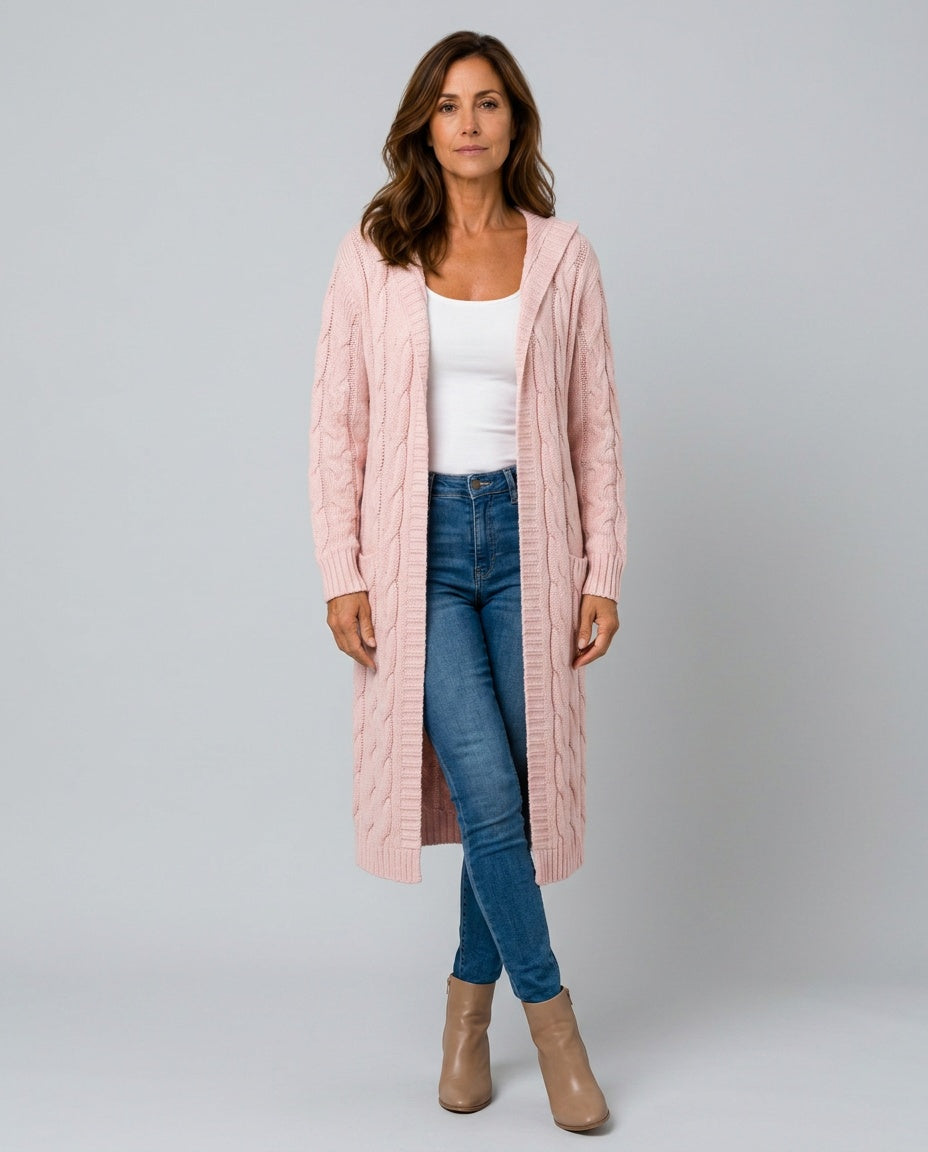 Elegant Ribbed Long Sleeve Cardigan Belted Evening